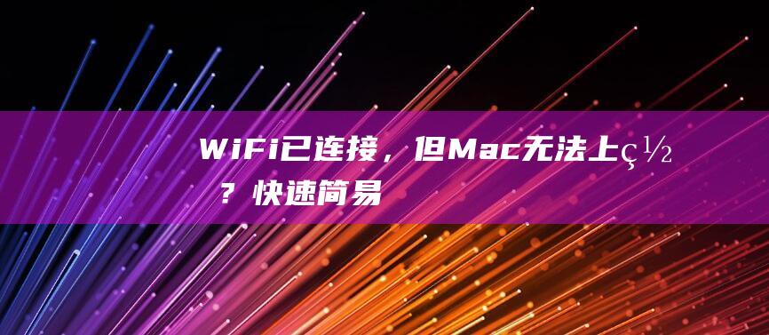 Wi-Fi 已连接，但 Mac 无法上网？快速简易的解决方案 (wifi已连接不可上网怎么办)